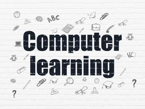 Education concept: Computer Learning on wall background Stock Illustration