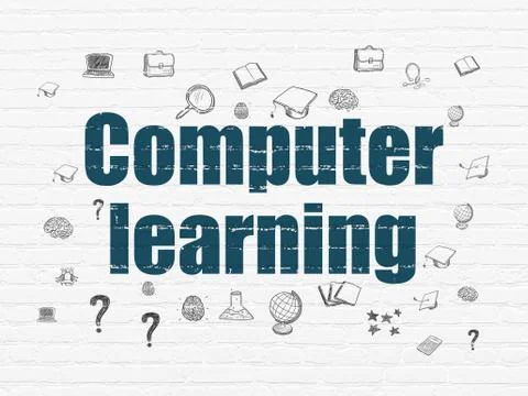 Education concept: Computer Learning on wall background Stock Illustration