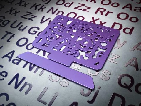 Education concept: Computer Pc on Alphabet background Illustrazione stock