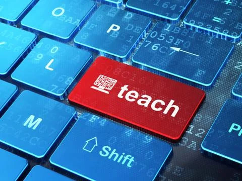 Education concept: Computer Pc and Teach on keyboard 스톡 일러스트