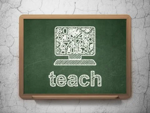 Education concept: Computer Pc and Teach on chalkboard Stock Illustration