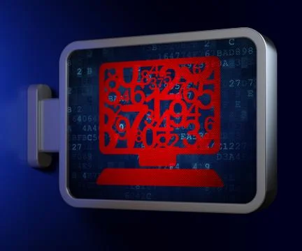 Education concept: Computer Pc on billboard background Illustrazione stock