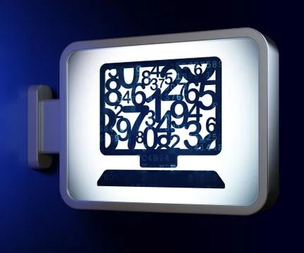 Education concept: Computer Pc on billboard background Illustrazione stock