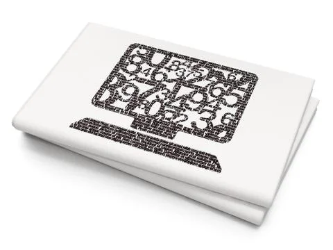 Education concept: Computer Pc on Blank Newspaper background Stock Illustration