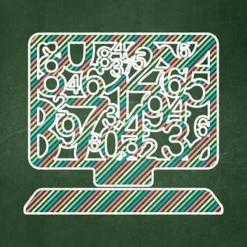 Education concept: Computer Pc on chalkboard background イラスト素材