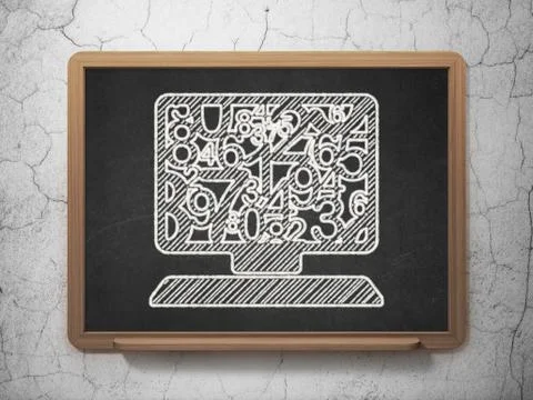 Education concept: Computer Pc on chalkboard background Stock Illustration