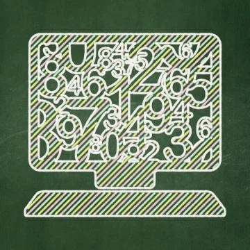 Education concept: Computer Pc on chalkboard background 스톡 일러스트