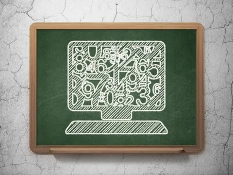 Education concept: Computer Pc on chalkboard background Stock-Illustration
