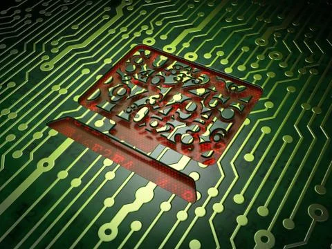 Education concept: Computer Pc on circuit board background Illustrazione stock