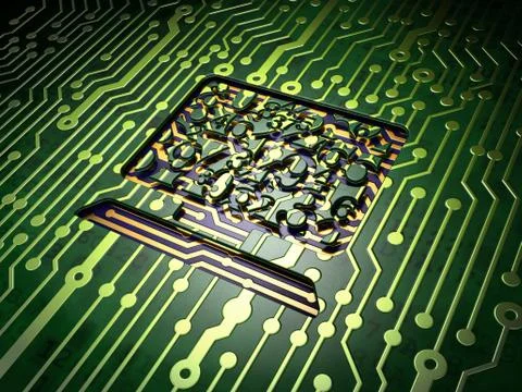 Education concept: Computer Pc on circuit board background 스톡 일러스트