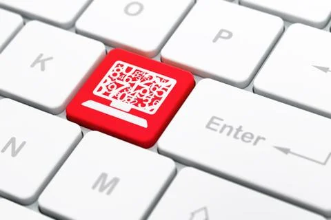 Education concept: Computer Pc on computer keyboard background Illustrazione stock