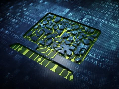 Education concept: Computer Pc on digital screen background 库存插图