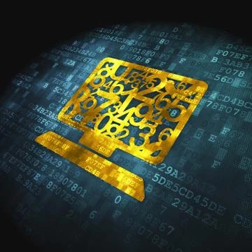 Education concept: Computer Pc on digital background 스톡 일러스트