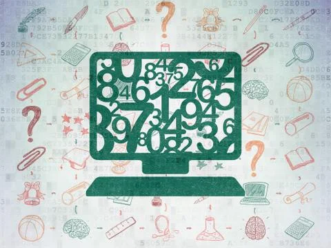Education concept: Computer Pc on Digital Paper background 库存插图