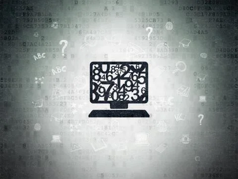 Education concept: Computer Pc on Digital Data Paper background Illustrazione stock