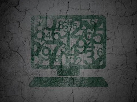 Education concept: Computer Pc on grunge wall background 库存插图