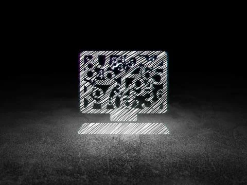 Education concept: Computer Pc in grunge dark room 스톡 일러스트