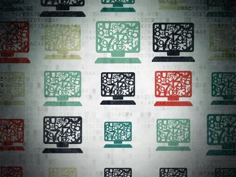 Education concept: Computer Pc icons on Digital Paper background イラスト素材