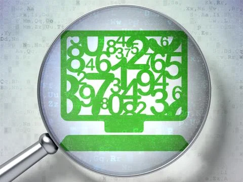 Education concept: Computer Pc with optical glass on digital ba Stock Illustration