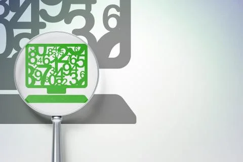 Education concept:  Computer Pc with optical glass on digital background Stock Illustration