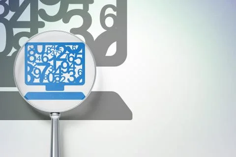 Education concept:  Computer Pc with optical glass on digital background Stock Illustration