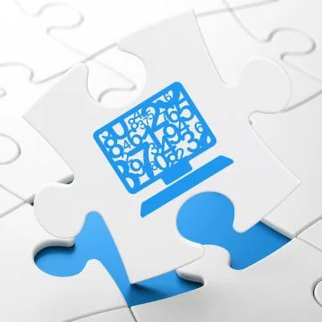 Education concept: Computer Pc on puzzle background Stock Illustration