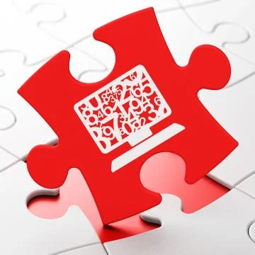 Education concept: Computer Pc on puzzle background Illustration