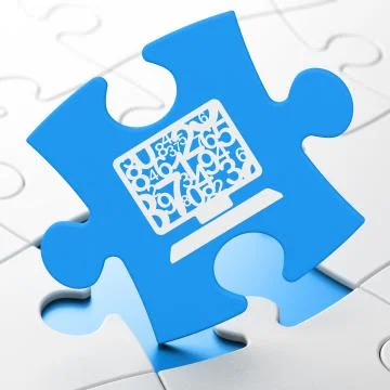 Education concept: Computer Pc on puzzle background Stock Illustration