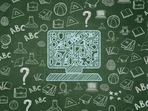 Education concept: Computer Pc on School board background 스톡 일러스트