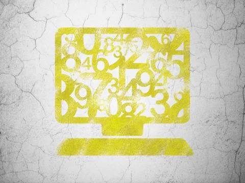 Education concept: Computer Pc on wall background Illustrazione stock
