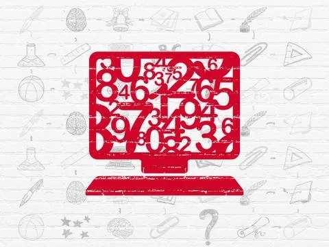 Education concept: Computer Pc on wall background Illustrazione stock