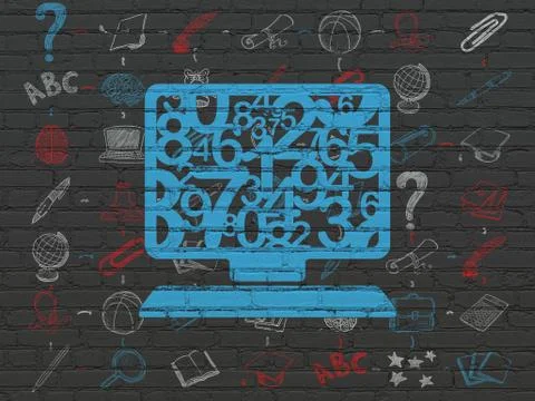 Education concept: Computer Pc on wall background Stock Illustration