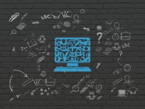 Education concept: Computer Pc on wall background Stock Illustration