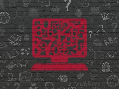 Education concept: Computer Pc on wall background イラスト素材