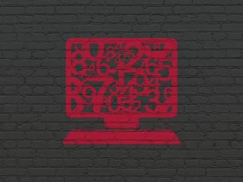 Education concept: Computer Pc on wall background 스톡 일러스트