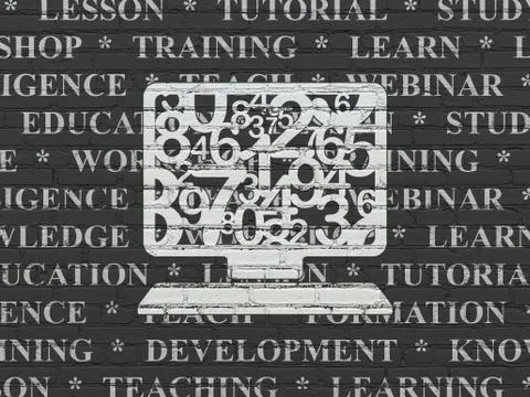 Education concept: Computer Pc on wall background 스톡 일러스트