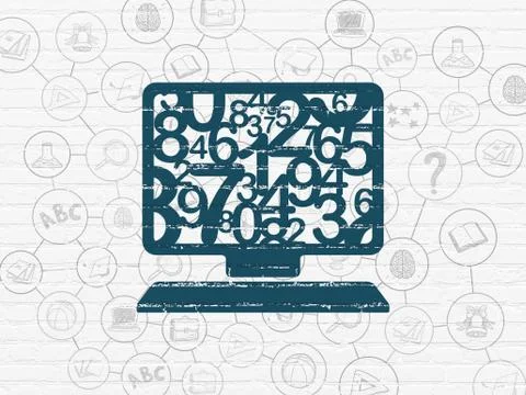 Education concept: Computer Pc on wall background 스톡 일러스트