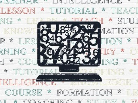 Education concept: Computer Pc on wall background 스톡 일러스트