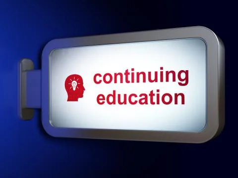 Education concept: Continuing Education and Head With Light Bulb Stock Illustration