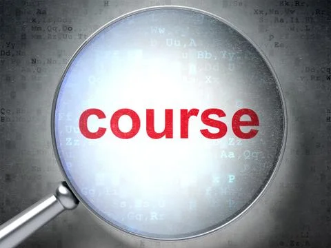 Education concept: Course with optical glass Stock Illustration