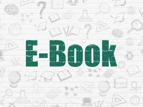 Education concept: E-Book on wall background Ilustración de archivo