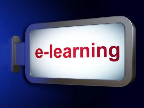 Education concept: E-learning on billboard background Stock Illustration