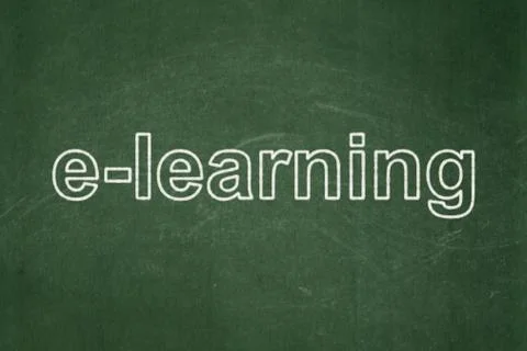 Education concept: E-learning on chalkboard background Illustrazione stock