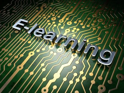 Education concept: E-learning on circuit board background 스톡 일러스트