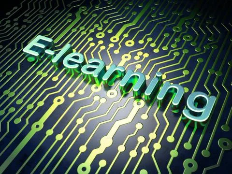 Education concept: E-learning on circuit board background イラスト素材