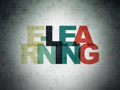 Education concept: E-learning on Digital Data Paper background Illustrazione stock