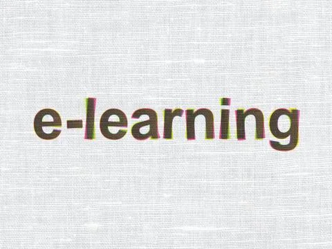 Education concept: E-learning on fabric texture background Illustrazione stock