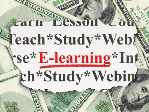 Education concept: E-learning on Money background Illustrazione stock