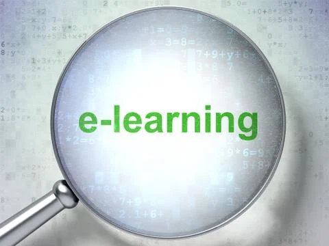 Education concept: E-learning with optical glass Illustrazione stock