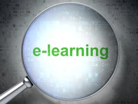 Education concept: E-learning with optical glass Иллюстрация